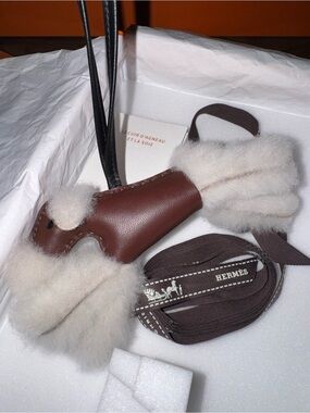 2025 Hermès Buddy Shearling & Leather Bag Charm (NWT)